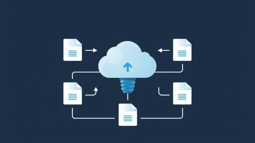 Data restoration from cloud backup process visualization