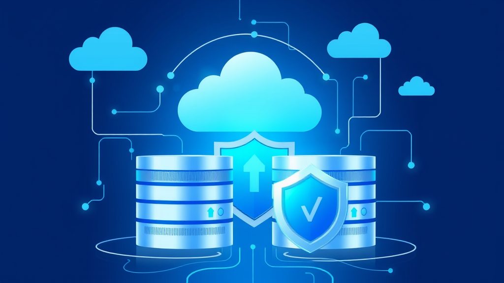 Digital backup concept with database and cloud storage