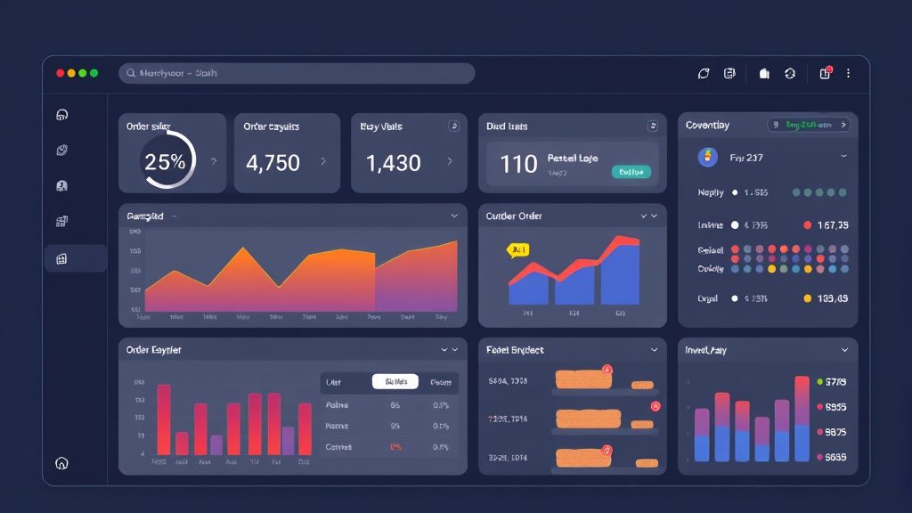 Ecommerce dashboard with sales charts and order management