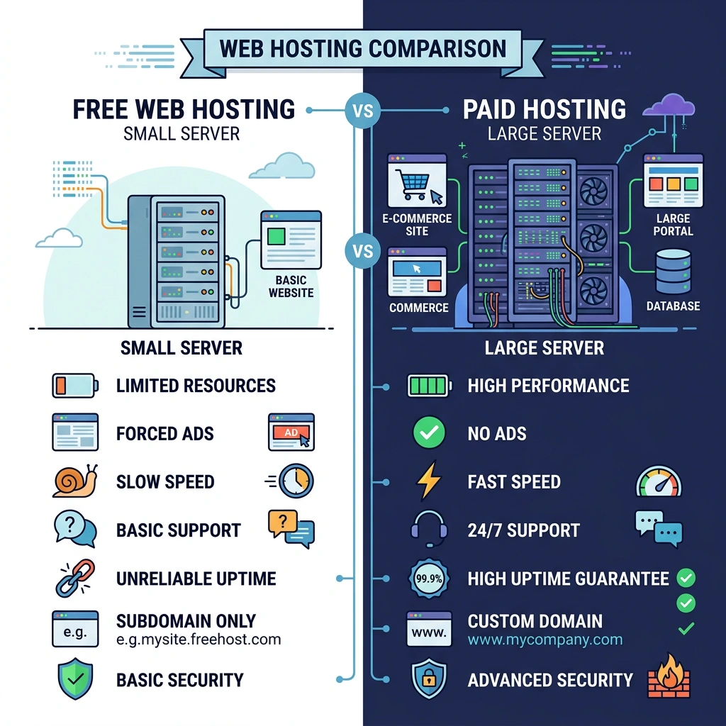 Free vs Paid Hosting Comparison
