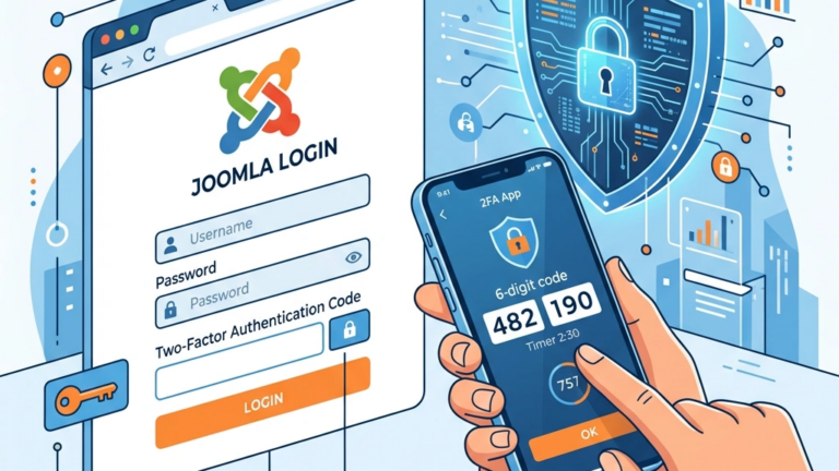 Joomla two factor authentication login screen with smartphone verification code