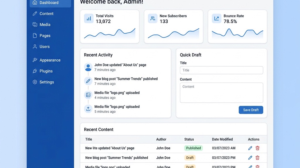 Joomla 4 Admin Dashboard Interface