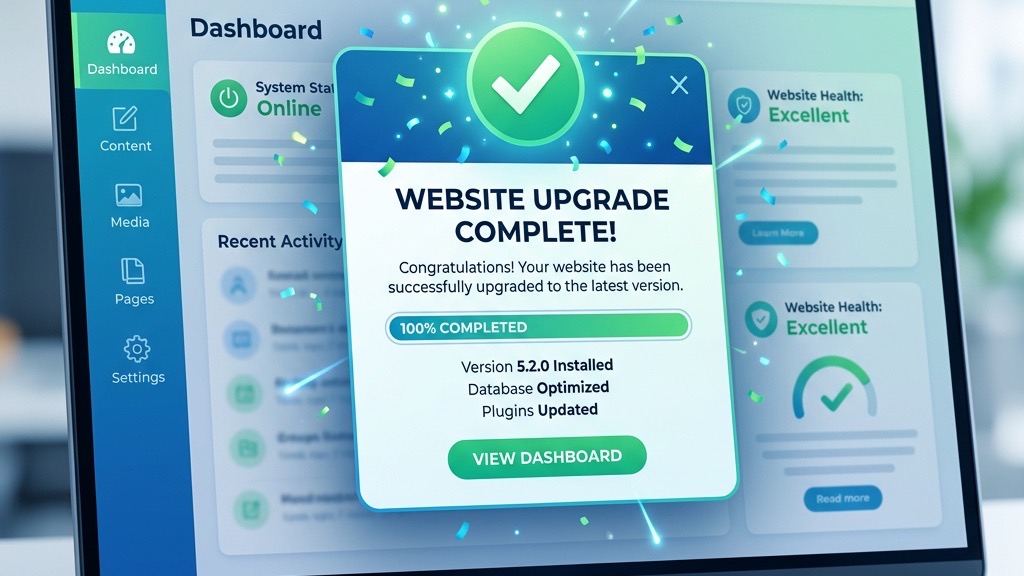 Successful Joomla 4 upgrade completion