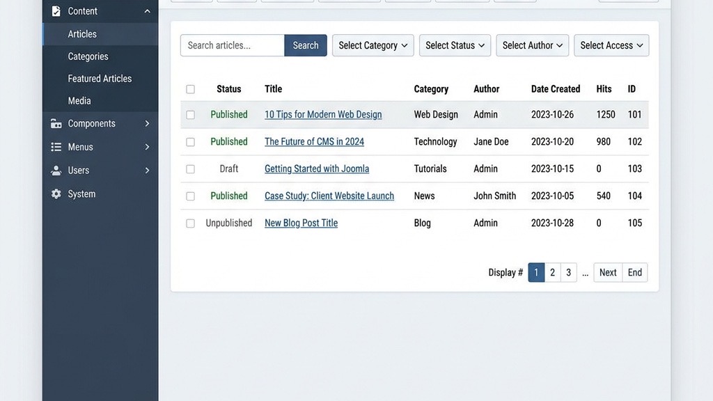 Joomla blog content hierarchy diagram