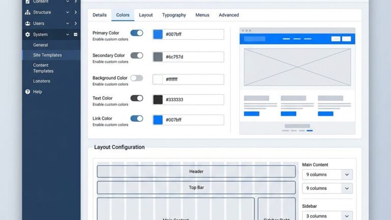 Joomla 5 admin dashboard panel overview