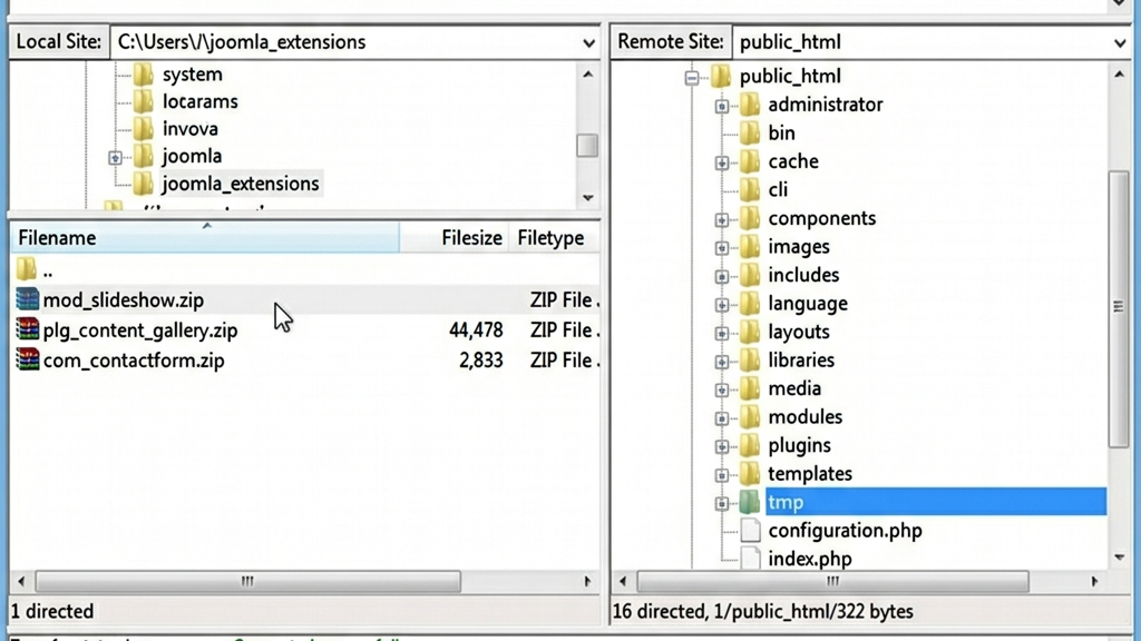 Uploading Joomla extension files via FTP