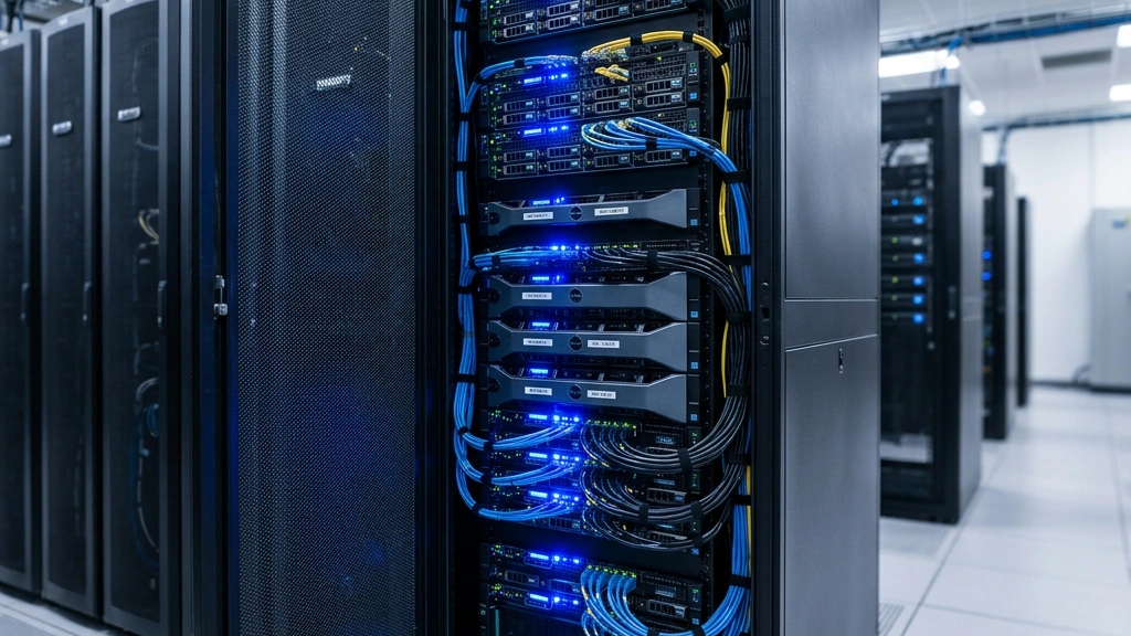 Joomla web hosting server rack in a modern data center