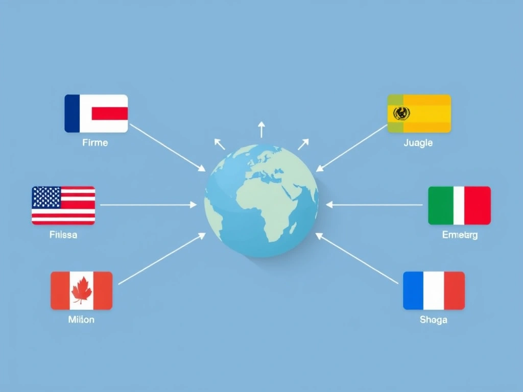 Visual diagram of Joomla multilingual website setup with language connections