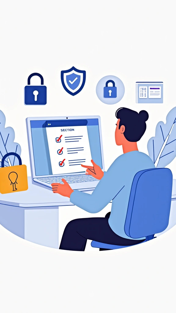 Administrator reviewing a security checklist on laptop screen