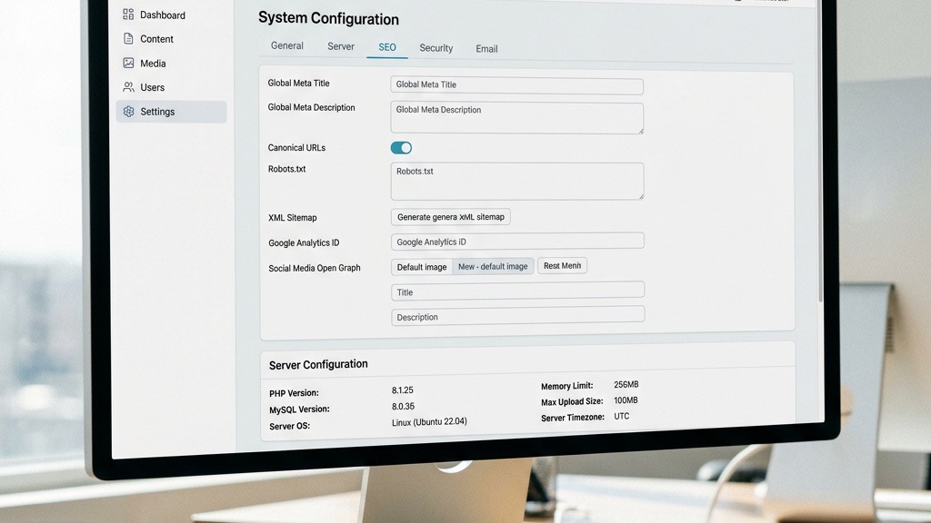 Joomla system configuration settings