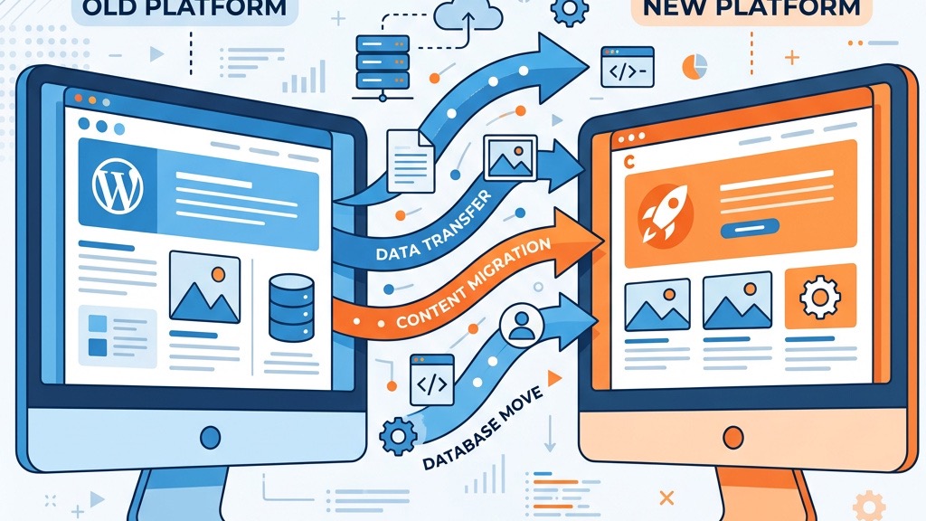 Joomla to WordPress migration process illustration