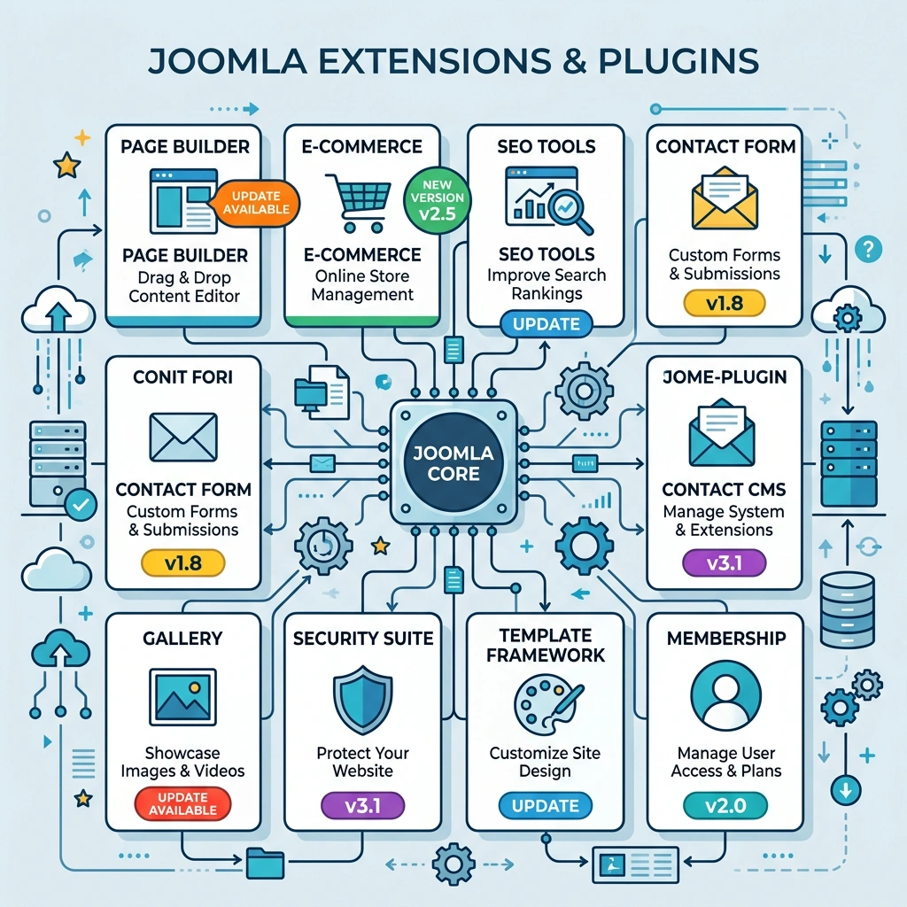 Joomla extensions and templates update management