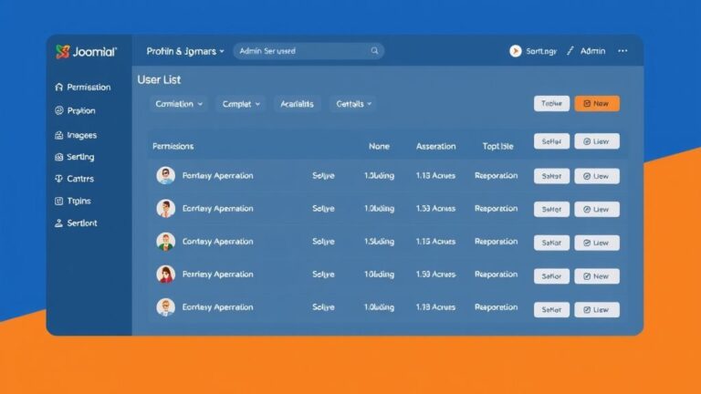 Joomla user management admin dashboard interface