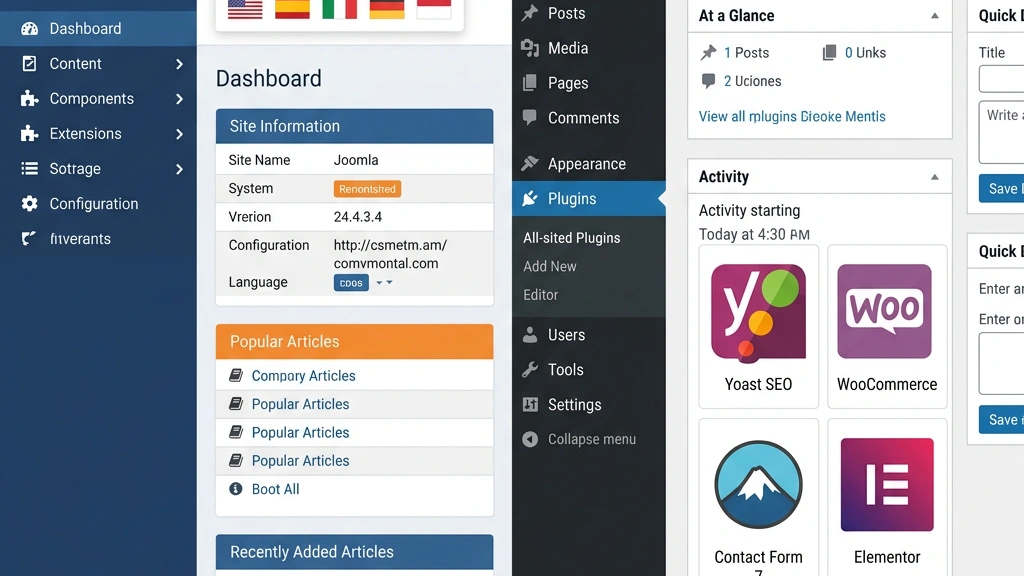 Joomla vs WordPress for Multilingual Sites comparison dashboard