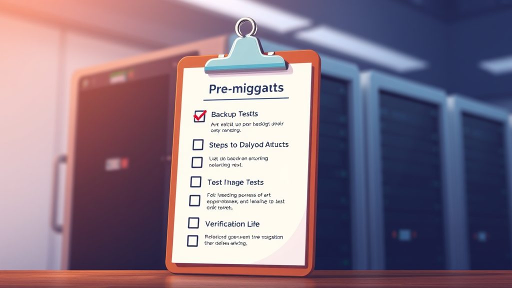 Pre-migration checklist with backup and testing steps