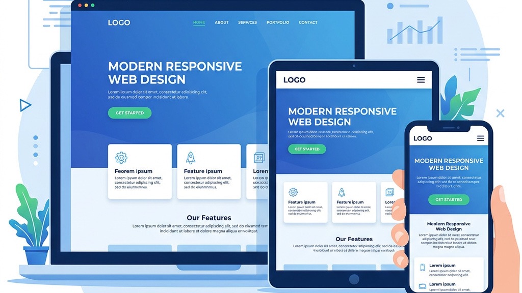Responsive Joomla template displayed on multiple devices