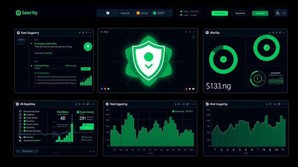 Security monitoring dashboard with alerts and scanning visualization