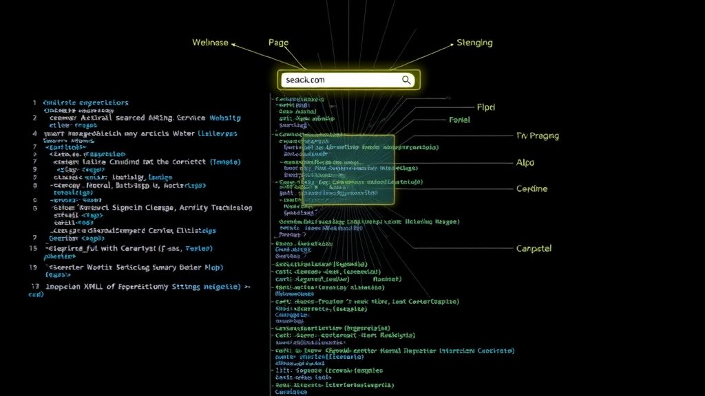 XML sitemap showing page hierarchy flowing to search engine