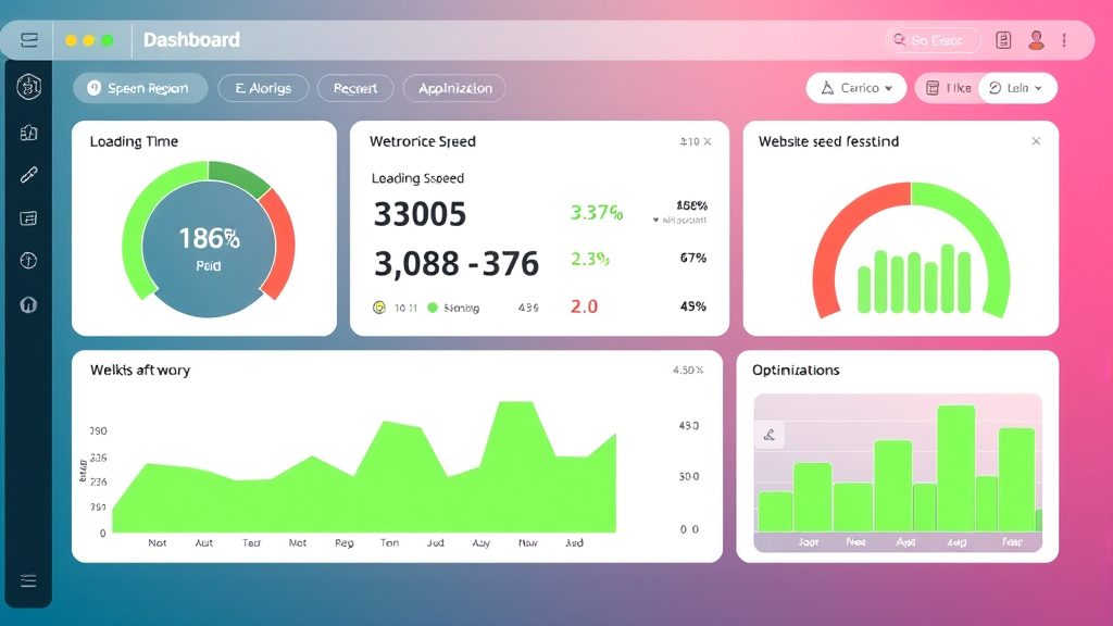 Website speed performance dashboard showing optimization metrics