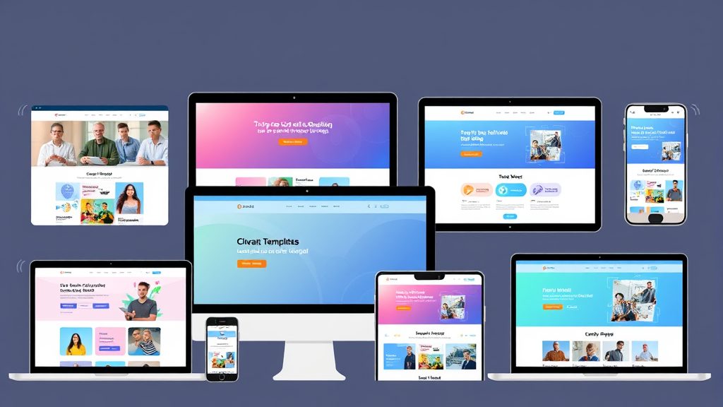 Multiple responsive website templates on different devices