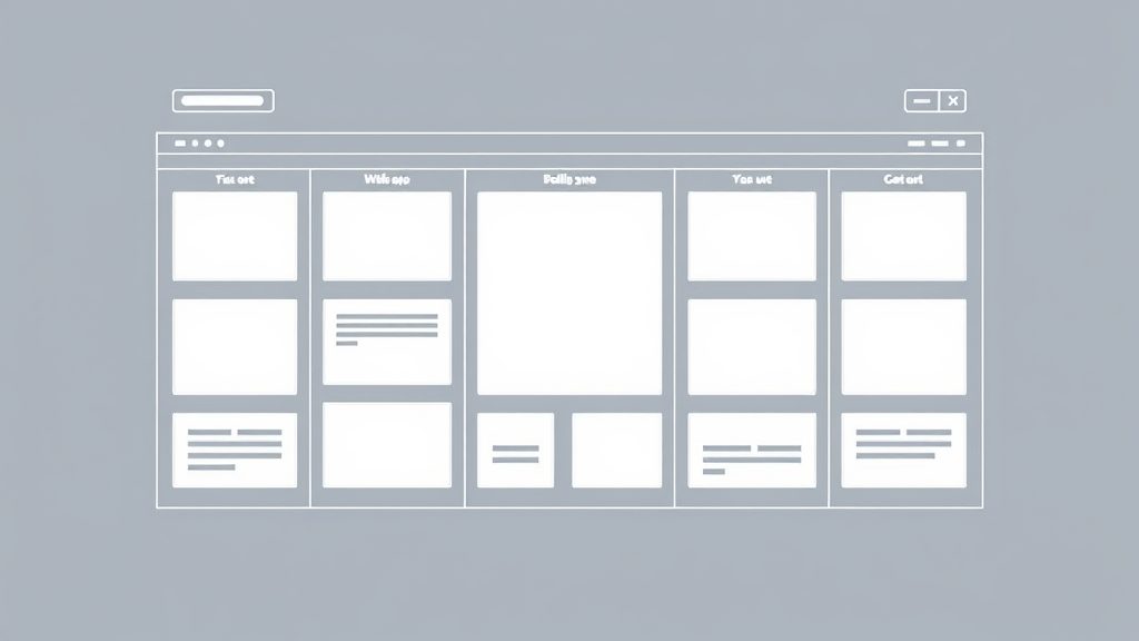 Website template wireframe with module positions highlighted