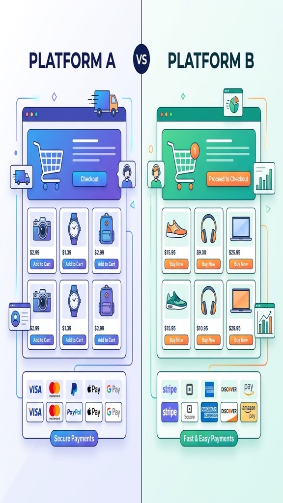 E-commerce platform comparison between Joomla extensions and Wix Stores