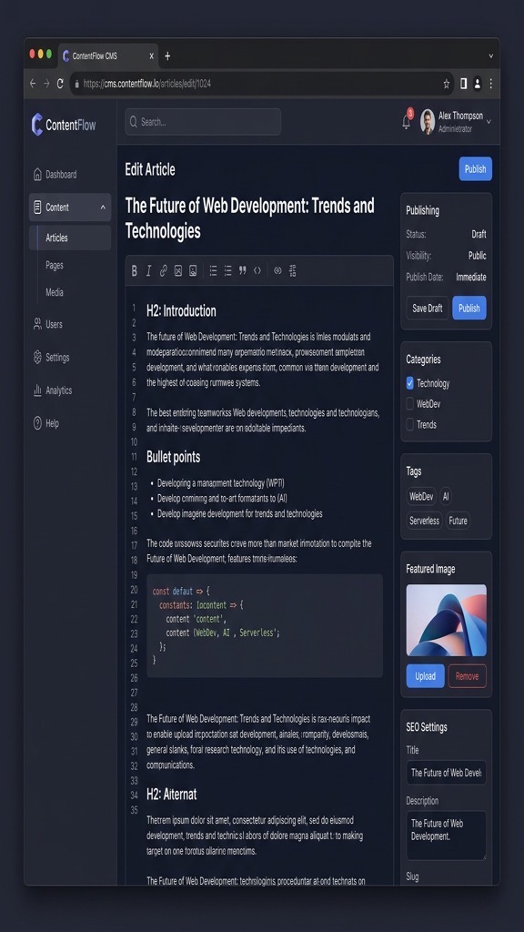 Joomla CMS admin dashboard interface with content management panels
