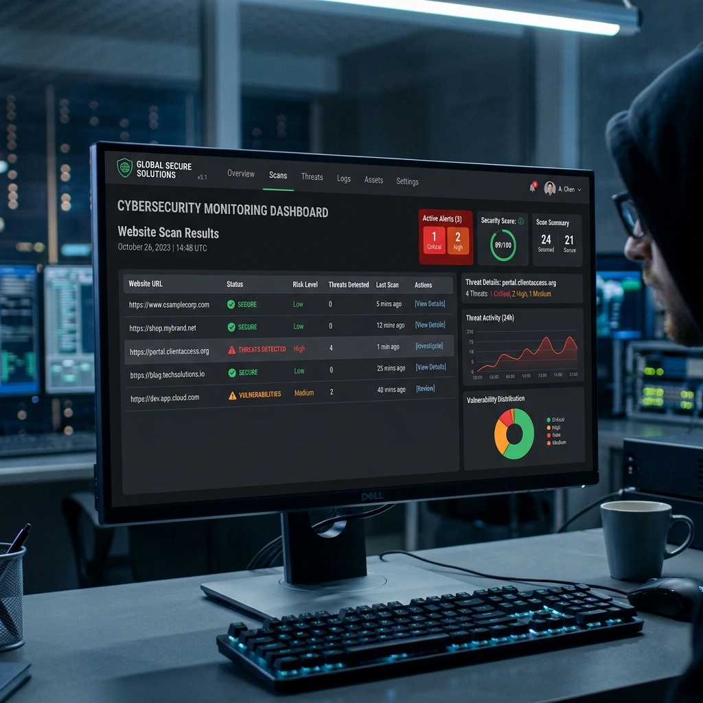 Joomla Admin Tools Pro dashboard showing security scan results