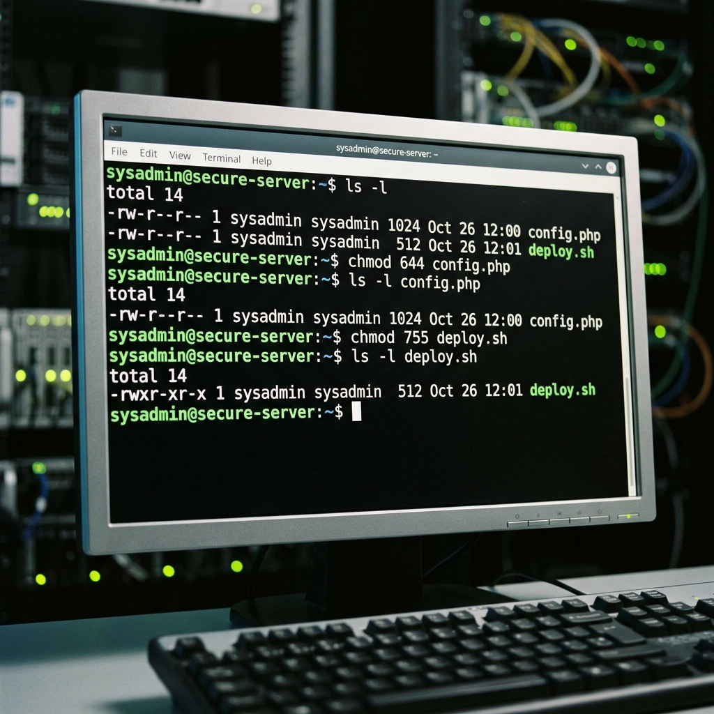 Joomla file permissions settings showing correct 644 and 755 configurations
