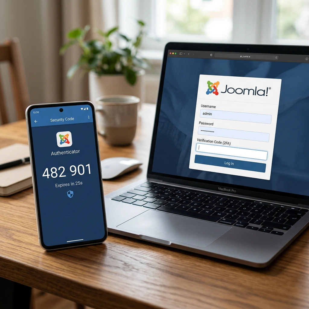 Joomla two-factor authentication configuration screen in user profile settings