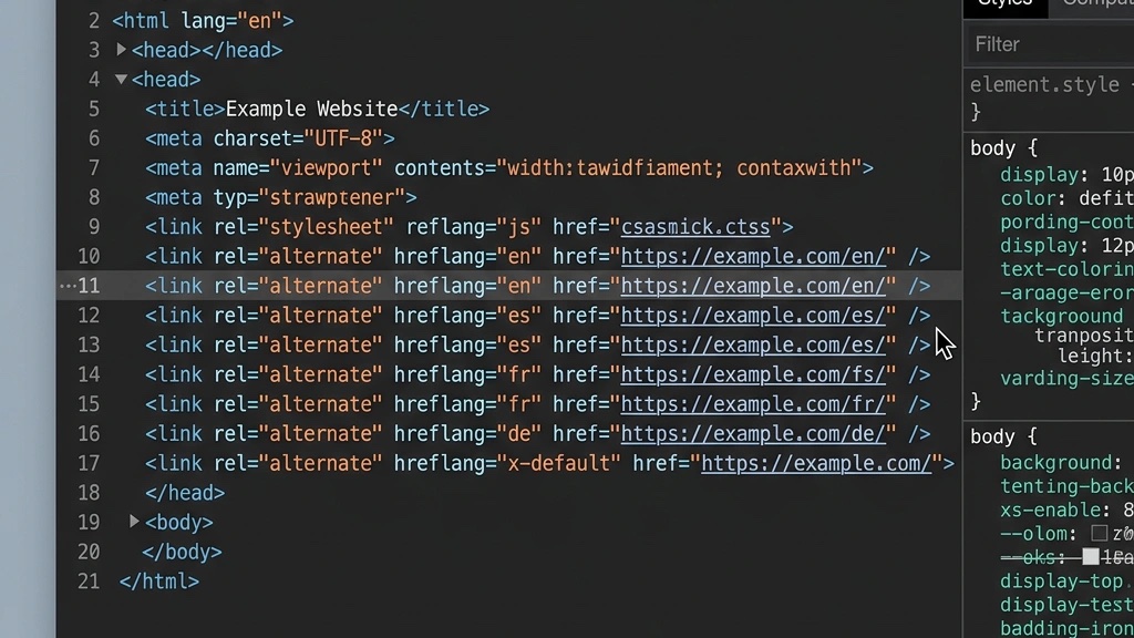 hreflang link tags in HTML source code of a multilingual website